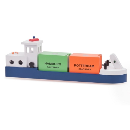 New Classic Toys Binnenschiff mit 2 Containern